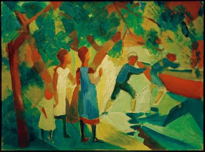 Spielende Kinder am Wasser von August Macke